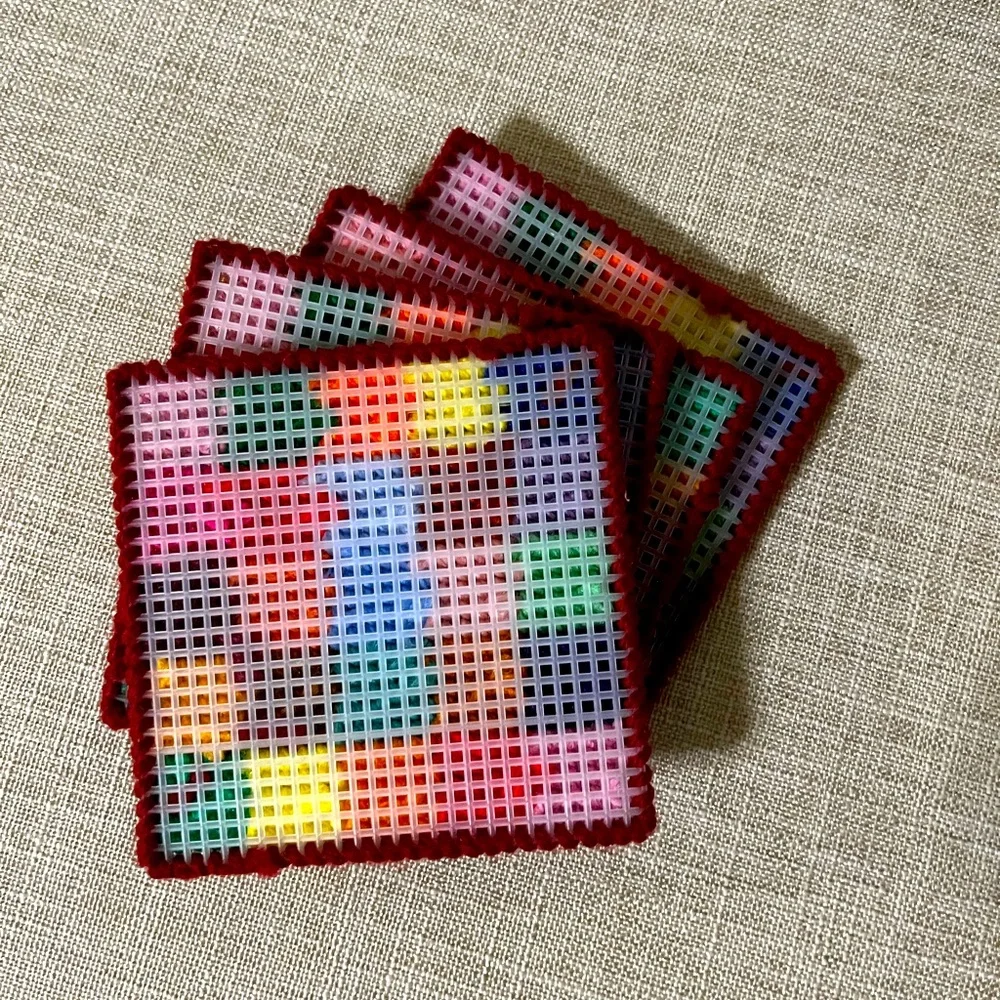Unique Coasters, Handmade, Vintage 70s, 80s